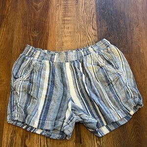 Striped Lightweight Blue & White Casual Shorts